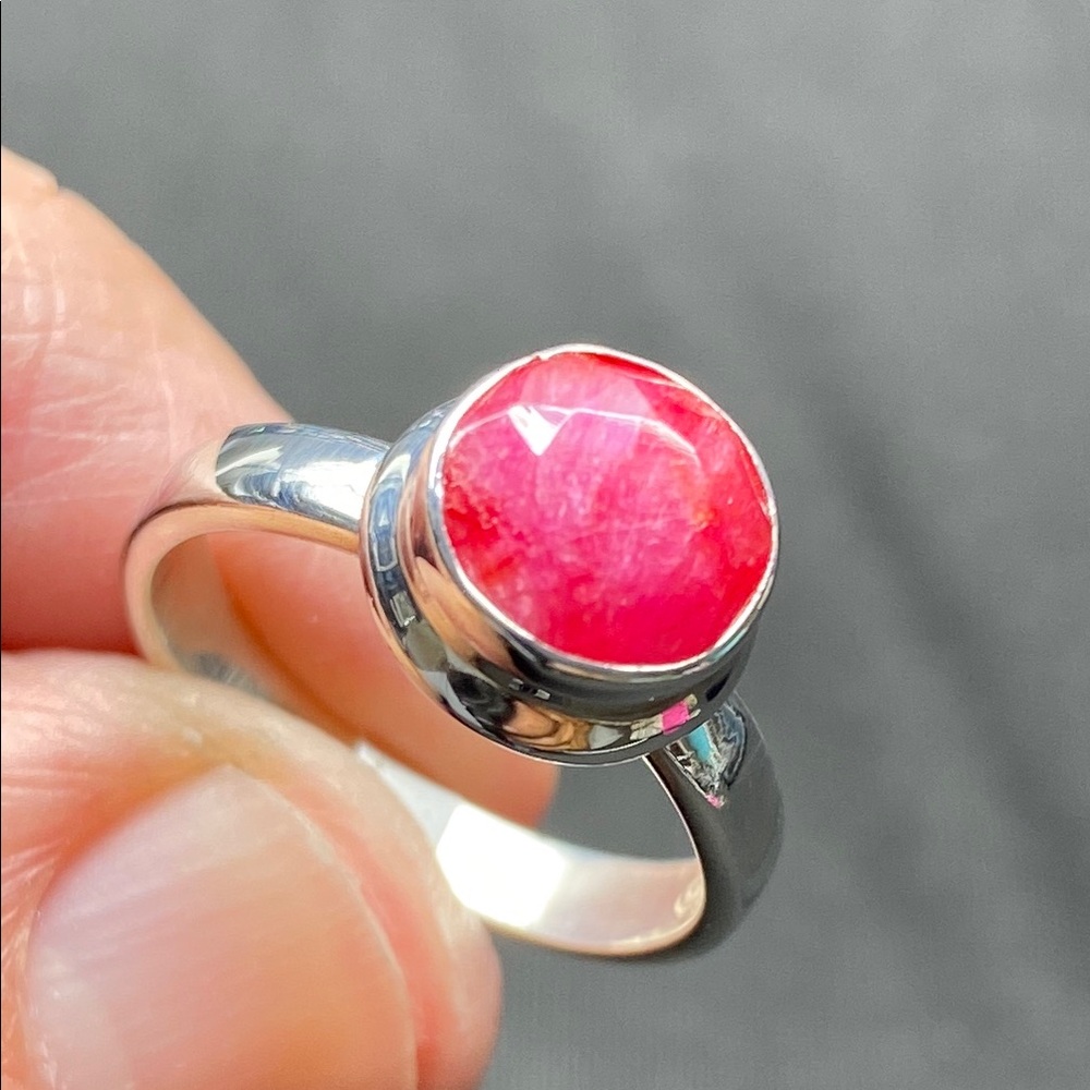Ruby Ring Size 9 In Solid Sterling Silver 925 - image 1